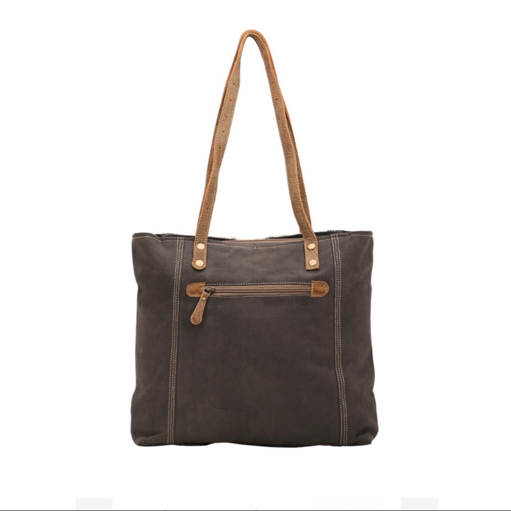 Abstract floral print leather key tote bag - Picture 6 of 6